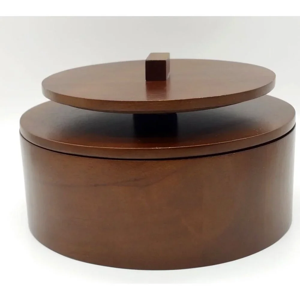 2 Stackable Natural Wood Boxes, Storage Trinkets Jewelry Décor